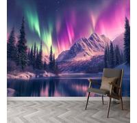 Générique Papier Peint Panoramique 300x210cm, Paysage naturel Aurore boréale Papier Peint Intissé 3D, Décoration Murale pour Salon, Chambre, Restaurant et Chambre d’Enfants photographie de paysage