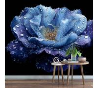 Générique Papier Peint Panoramique 350 x 245 cm Fleurs Fresque Murale 3D Rose Bleue sur mesure taille Papier Peint Intisse pour Salon Chambre Décoration Murale