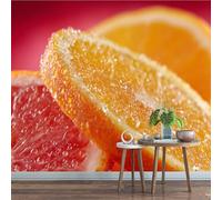 Générique Papier Peint Panoramique 350 x 245 cm Fruit Fresque Murale 3D Orange sur mesure taille Papier Peint Intisse pour Salon Chambre Décoration Murale