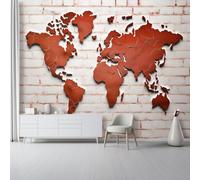 Générique Papier Peint Panoramique 350 x 256 cm - Abstrait Shabby Chic Carte Du Monde Modèle Papier Peint Poster Mural Intissé, Blanc Murale Fresque pour Salon Chambre Cuisine Fond Tv Décoration