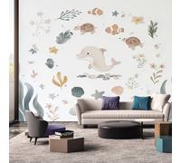 Générique Papier Peint Panoramique 350 x 256 cm, Papier Peint Enfant Dauphins Image Photo Murale Wallpaper Pour Chambre, Salon, Mur TV Artistique, Restaurant Décoration Murale ssB47