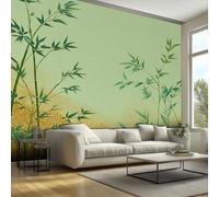 Générique Papier Peint Panoramique 350 x 256 cm, Papier Peint Feuilles de Bambou Japonaise Zen Image Photo Murale Wallpaper Pour Chambre, Salon, Mur TV Artistique, Restaurant Décoration Murale OLM6