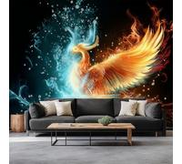 Générique Papier Peint Panoramique 350 x 256 cm Phénix glace et feu Art Photo Murale Chambre Décor, Papier Peint intissé fond pour Chambre D'Enfant Adolescent Maternelle Murale Mythologie