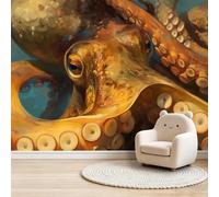 Générique Papier Peint Panoramique 350 x 256 cm Pieuvre fantasy Art Photo Murale Chambre Décor, Papier Peint intissé fond pour Chambre D'Enfant Adolescent Maternelle Murale