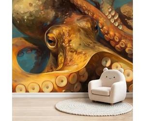 Générique Papier Peint Panoramique 350 x 256 cm Pieuvre fantasy Art Photo Murale Chambre Décor, Papier Peint intissé fond pour Chambre D'Enfant Adolescent Maternelle Murale