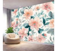 Générique Papier Peint Panoramique 350 x 256 cm（WxH - Murale Fleurs AquarelleBlanc - Poster Mural Géant pour Chambre d'Enfant Salon et Tête de Bed Décoration Murale Écologique Impression HD