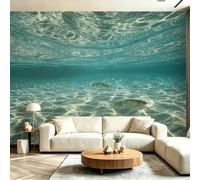 Générique Papier Peint Panoramique 350 x 256 cm（WxH - Murale Intissé Bleu-Vert Art Du Clair-Obscur Photographie Sous-Marine - Tapisserie et Moderne pour Salon Piscine Salle De Bain Colle Requise