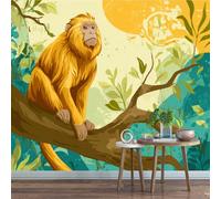 Générique Papier Peint Panoramique 366 x 254 cm Singe Fresque Murale 3D Singe Doré sur mesure taille Papier Peint Intisse pour Salon Chambre Décoration Murale