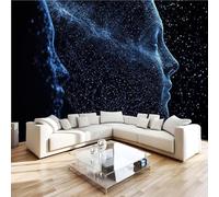Générique Papier Peint Panoramique 3D 200x140 cm Visage Humain Abstrait Non-tissé Murale Maison Décoration Intérieure Noir Bleu pour Chambre Salon Mur TV Artistique Poster Décoration Murale 2N1326
