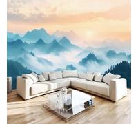Générique Papier Peint Panoramique 3D 250x175 cm Brume Forêt Non-tissé Murale Maison Décoration Intérieure Nature Paysage pour Chambre Salon Mur TV Artistique Poster Décoration Murale 1M241