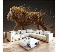 Générique Papier Peint Panoramique 3D 250x175 cm Lion Non-tissé Murale Maison Décoration Intérieure Art Animalier pour Chambre Salon Mur TV Artistique Poster Décoration Murale 2N655