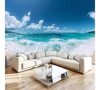 Générique Papier Peint Panoramique 3D 250x175 cm Océan Paysage Non-tissé Murale Maison Décoration Intérieure Plage pour Chambre Salon Mur TV Artistique Poster Décoration Murale 1M667