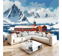 Générique Papier Peint Panoramique 3D 300x210 cm Montagne Enneigée Non-tissé Murale Maison Décoration Intérieure Bateau pour Chambre Salon Mur TV Artistique Poster Décoration Murale 1M8