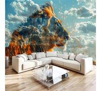 Générique Papier Peint Panoramique 3D 366x254 cm Lion Non-tissé Murale Maison Décoration Intérieure Art Animalier pour Chambre Salon Mur TV Artistique Poster Décoration Murale 2N646