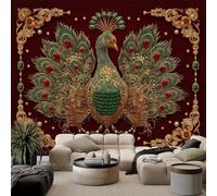 Générique Papier Peint Panoramique 3D 3D Animal Paon Déployant ses Plumes, Intissé Poster Murale Décoration Bourgogne pour Salon Chambre Fond De Mur Tv Papier Peint Murales 300 x 210 CM
