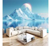 Générique Papier Peint Panoramique 3D 400x280 cm Montagne Soleil Non-tissé Murale Maison Décoration Intérieure Bleu Paysage pour Chambre Salon Mur TV Artistique Poster Décoration Murale 1M2093