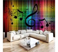 Générique Papier Peint Panoramique 3D 400x280 cm Note Non-tissé Murale Maison Décoration Intérieure Couleur Musique pour Chambre Salon Mur TV Artistique Poster Décoration Murale 1M2033