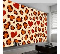 Générique Papier Peint Panoramique 3D Animaux Imprimé Léopard Cœurs 200L x 140H cm, Papier Peint Intissé Haute Qualité Abstrait - Décoration Murale Photo Moderne pour Salon Chambre d'enfant Fond TV