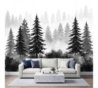 Générique Papier Peint Panoramique 3D Aquarelle Forêt de pins D'Effets, Papier Peint Intissé Décoration Intérieure Anti-UV, Tapisserie Poster Murale pour Salon Chambre Chambre D'enfant 200 x 140 cm