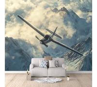 Générique Papier Peint Panoramique 3D Avion Nuages Motifs Poster Mural Moderne 400x280 cm Papier Peint Photo Matériau Tissu Non Facile à installer Propre pour Intérieur Moderne Salle à Manger Poster