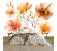 Générique Papier Peint Panoramique 3D Bohème Esthétique Fleurs Feuillage Camel Clair 400 x 280 cm, Papier Peint Intissé - Fresque Murale pour Salon, Chambre & Bureau, Décoration Murale Impression HD