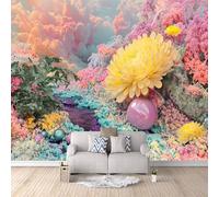 Générique Papier Peint Panoramique 3D Fleurs ColoréEs Motifs Poster Mural Fleur 400x280 cm Papier Peint Photo Matériau Tissu Non Facile à installer Propre pour Intérieur Moderne Salle à Manger Poster