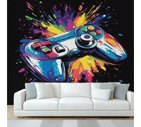 Générique Papier Peint Panoramique 3D Gamer, Papier Peint Graffiti Contrôleur, Fresque Murale, Decoration Chambre Salon, 100 x 70 cm