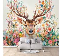 Générique Papier Peint Panoramique 3D Girafe ColoréE Motifs Poster Mural Girafe 250x175 cm Papier Peint Photo Matériau Tissu Non Facile à installer Propre pour Intérieur Moderne Salle à Manger Poster