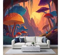 Générique Papier Peint Panoramique 3D, Papier Peint Aventure Forêt Champignon Intissé Photo Mural Moderne Poster Salon Chambre Mur de fond Chambre des Enfants Bureau Maison 400x280 cm