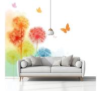 Générique Papier Peint Panoramique 3D, Papier Peint Pissenlit Et Papillon Blanc Intissé Photo Mural Moderne Poster Salon Chambre Mur de fond Chambre des Enfants Bureau Maison 300x210 cm