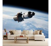 Générique Papier Peint Panoramique 3D Satellite Terre Papier Peint Intissé Style Science-Fiction Décoration Murale 300x210cm XXL Tableaux Muraux Punk Salon Chambre Bureau Couloir décoration