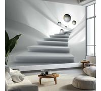 Générique Papier Peint Panoramique 3D Soie 350 x 256 cm Abstrait 3D Escalier Boule Cristal, Blanc Grande Poster Tableaux Photo Muraux pour Salon Chambre d'enfant Chambre D'Enfant Décoration