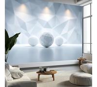 Générique Papier Peint Panoramique 3D Sphère Blanche Spotlight Surréaliste, Papier Peint Intissé Tapisserie Poster Mural Blanc pour Salon Chambre Décoration Murale 400 x 280 CM