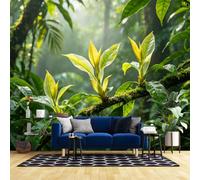 Générique Papier Peint Panoramique 3D Sur Mesure Pour Salon, Motif Feuilles De Forêt Tropicale, Grand Format, Intissé, Imprimé Paysage Naturel, Poster Mural Pour Chambre, Décoration Murale 500