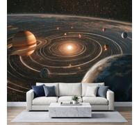 Générique Papier Peint Panoramique 3D Système solaire Univers D'Effets, Papier Peint Intissé Décoration Intérieure Anti-UV, Tapisserie Poster Murale pour Salon Chambre Chambre D'enfant 250 x 175 cm