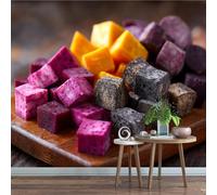 Générique Papier Peint Panoramique 400 x 280 cm Boules De Taro Fresque Murale 3D Patate Douce Violette sur mesure taille Papier Peint Intisse pour Salon Chambre Décoration Murale