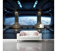 Générique Papier Peint Panoramique 400 x 280 cm - Fantaisie Vaisseau Spatial Espace Papier Peint Intissé, Bleu Foncé Moderne Mural pour Chambre Salon Appartement Télévision Fond Mur Decoration Murale