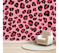 Générique Papier Peint Panoramique 400 x 280 cm Imprimé léopard animal Art Photo Murale Chambre Décor, Papier Peint intissé fond pour Chambre D'Enfant Adolescent Maternelle Murale Rose