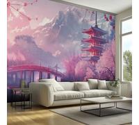 Générique Papier Peint Panoramique 400 x 280 cm, Papier Peint Fleurs de Cerisier Japonais Anime Image Photo Murale Wallpaper Pour Chambre, Salon, Mur TV Artistique, Restaurant Décoration Murale J61