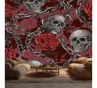 Générique Papier Peint Panoramique 400 x 280 cm, Papier Peint Fleurs de Rose Crâne Image Photo Murale Wallpaper Pour Chambre, Salon, Mur TV Artistique, Restaurant Décoration Murale qh72