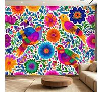 Générique Papier Peint Panoramique 400 x 280(WxH), Fresque Murale pour Salon et Chambre, Jardin d’oiseaux exotiques oriental Multicolore Décoration Murale Moderne pour Transformer Vos Murs