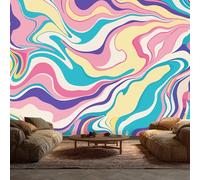 Générique Papier Peint Panoramique Abstrait Vague Rétro Tourbillon Coloré - Papier Peint Pour Chambre, Salon, Mur TV Artistique, Restaurant Décoration Image Photo Murale, 100 x 70 cm N83