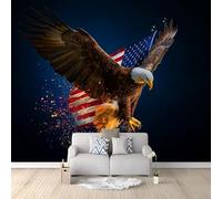 Générique Papier peint Panoramique Aigle Drapeau National Puissance Rayures Griffes 200 x 140 cm, Décoration Murale intissé - Décoratif Salon Salle de Bain Chambre d'enfant Bleu Foncé