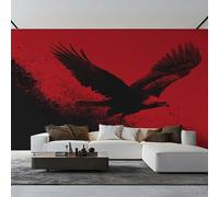 Générique Papier Peint Panoramique Aigle, Papier Peint Runes Gothique Noir et Rouge 400 x 280 cm, Photo Décoration Murale, Papiers Peints Intissé Décoration Murale Salon Chambre PZ&D43