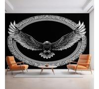 Générique Papier Peint Panoramique Aigle Viking, Papier Peint Mythologie Nordique Runes Vikings 300 x 210 cm, Photo Décoration Murale, Papiers Peints Intissé Décoration Murale Salon Chambre EL&D53