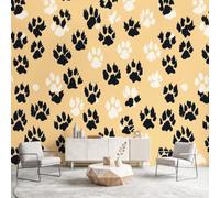 Générique Papier Peint Panoramique Animaux 350 x 256 cm, Empreinte de patte Kaki Peinture Murale, Papier Peint Géant pour Salon Chambre Salle à Manger Chambre d'Enfant Chambre Toile Fond TV
