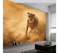 Générique Papier Peint Panoramique Animaux Léopard Désert Papier Peint Intissé Photographie Tapisserie Poster Mural pour Salon Chambre Décoration Murale 450(L) x 280(H) cm