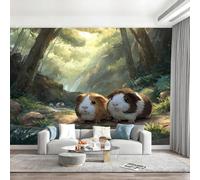 Générique Papier Peint Panoramique Animaux Mignons De La Jungle Cochon D'Inde Poster Geant Mural Papier Peint Pour Salon Chambre D'Enfant Décoration Murale, Paysage De Jungle Murales 350x256cm(L x H)