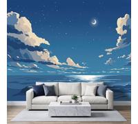 Générique Papier Peint Panoramique Anime 450 x 280 cm sur mesure taille Fresque Murale 3D, Décoration Murale Rêve Ciel Étoilé Océan Nuages, Papier Peint Intissé pour Salon Chambre Décoration