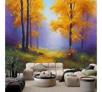 Générique Papier peint panoramique animé automne forêt, photo mural moderne 200L x 140H cm - Papier peint décoration de maison paysage pour salon, chambre, chambre des enfants, bureau